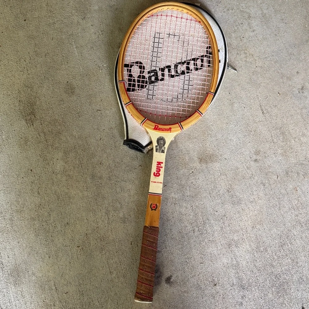 Bancroft King Wimbledon Wooden Tennis Racket - Cream & Red - Picture 3 of 3